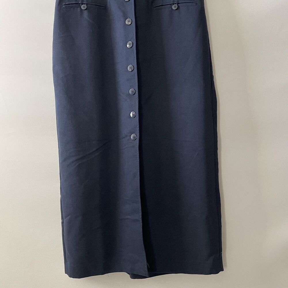 Vintage Y2K Amanda Smith Shirt Dress Collared Short Sleeve Button Front Navy 8 - Picture 5 of 12